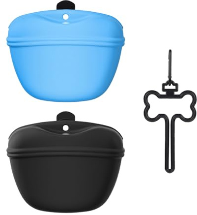 JDNFKG 2 Hunde -Snack -Taschen, 1 Beutel -Reparaturclip, Silikonspeicherbeutel, Tragbare Hundefutterbeutel, Fütterungsversorgungen Im Freien.