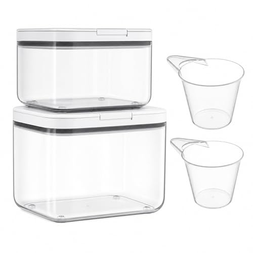 STARVAST Behälter für Mehl 4.5+2.8 Liter, Aufbewahrungsbox Küche Trockenfutter Aufbewahrung, Reis Aufbewahrung mit Messbecher, Vorratsdosen mit Deckel Luftdicht, Getreidevorratsbehälter für Müsli Mehl