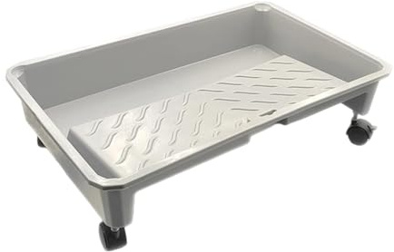 Folpus Vassoio per vernice, rullo, pennello, contenitore, strutturato, resistente, utensili, forniture per pittura riutilizzabili con ruote, vaschetta per