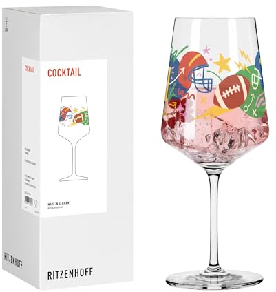 RITZENHOFF 8301002 Cocktail Glas 0,5 l, Serie Football – mit energiegeladenem Football-Motiv und klaren Konturen – Made in Germany