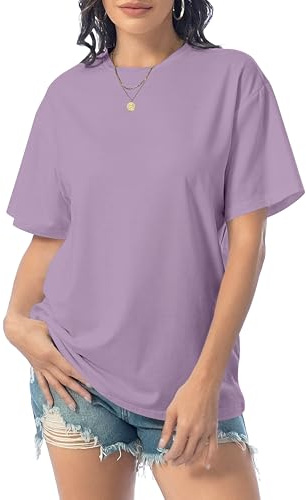 DUOEASE Tshirt Damen Casual Rundhals Kurzarm Top Damen Sommer Basic Oversize T Shirt Elegant Leicht Oberteile