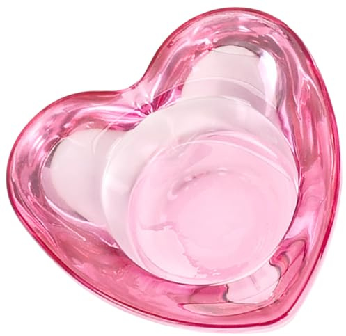 DIYEAH Pot à Ongles en Verre Cœur Épais sans Couvercle, Couleur Rose, Petit Format pour Nail Art, Coupelles à Ongles en Verre, Accessoires Manucure pour Salon et Usage Personnel