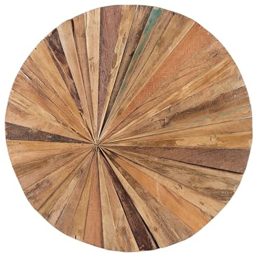 Beliani Wanddekoration Teakholz hellbraun/dunkelbraun rund ø 60 cm Modern Morelia