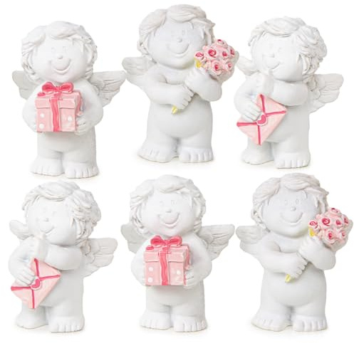 Logbuch-Verlag 6 kleine Schutzengel Engel Figuren Give-Away Mitgebsel rosa weiß 5 cm mini Geschenk