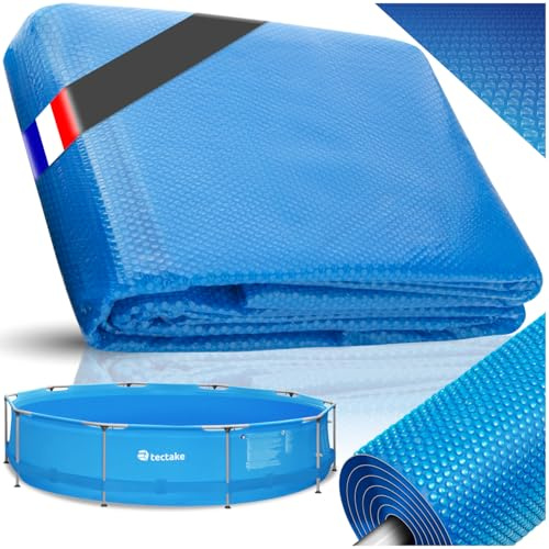 tectake® Bâche chauffante Piscine Ronde Ø3m Bleu Bâche de Protection Solaire & Chauffage Piscine Hors Sol Spa Piscines tubulaires, Adaptable à la Taille souhaitée, Chauffage Solaire