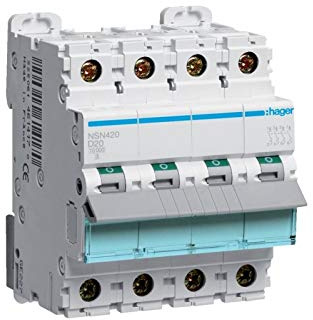 Hager - Disjoncteur 4P 25kA D-20A 4M