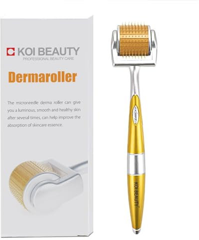 KOI BEAUTY profesional Derma Roller 0.5 - Microneedle Roller individual de titanio real 192, Microneedling Roller para cara, cuero cabelludo y cuerpo, Micro Needle Roller masculino y femenino