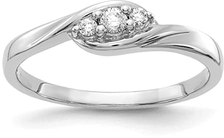 Diamantring aus 14 Karat Weißgold, US-Größe 7, Schmuck für Damen, One Size, Diamanten Edelstein Goldfarben, Diamant