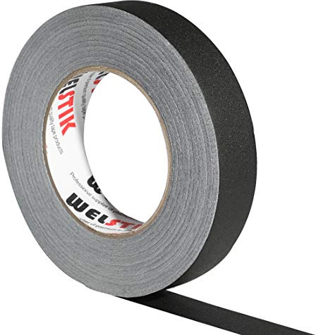 WELSTIK Gaffer svart 25 mm x 30,2 m, matt gafferband, vattentät, restfri, handrivbar, självhäftande tejp för scen, studio, fotografering och kablar