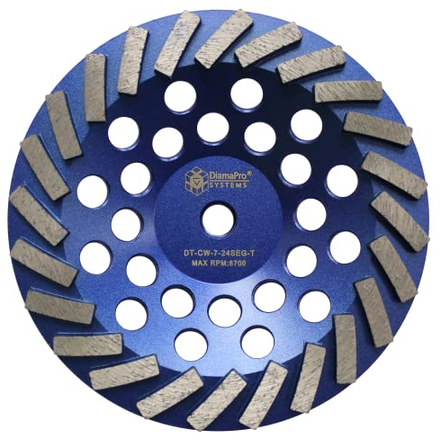 DiamaPro Systems DT-CW-7-24SEG-T Turbo-Beton-Schleiftopf mit Gewinde, 17,8 cm, 24 Segmente, zum Schleifen, Nivellieren und Entfernen von Kleber/Beschichtung
