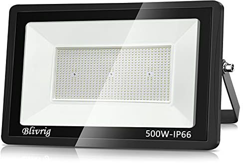 Blivrig LED Strahler Außen 500W, LED Scheiwerfer 3000K Warmweiß 50000LM | 120° Abstrahlwinkel, Superhell, Energieeffizient, IP66 Wasserdicht, Großer Beleuchtungsbereich für Außen Gärten Hof Garage