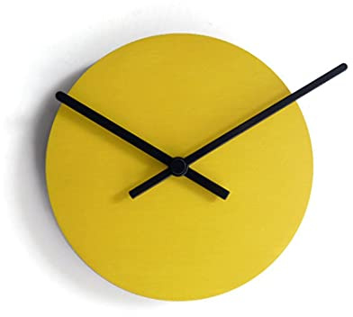 Generico Orologio da parete giallo cucina silenzioso senza ticchettio moderno legno sottile orologio piccolo colorato decorazione murale vivace stile scandinavo design artigianale italiano