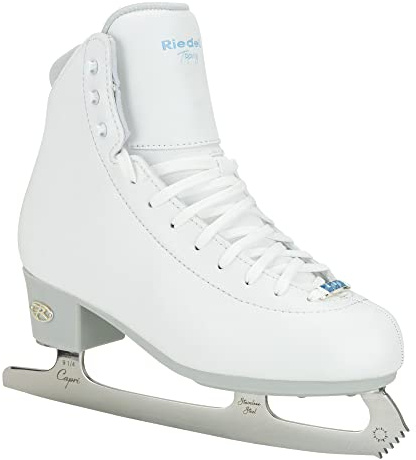 Riedell Topaz Adult Ice Skates for Women and Men - Supportive, Comfortable, Moisture-Wicking Adult Ice Skates with Stainless Steel Eclipse Capri Blade - White - 6