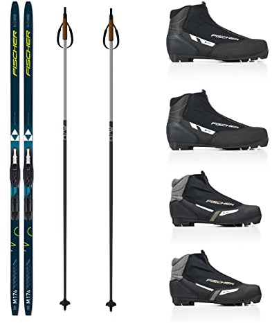 Fischer Langlaufski-Set Comfort Cruiser klassisch + Bindung + Schuhe + Stöcke (S (164 cm Länge - für 45 bis 59 Kg))