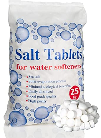 MAC 25 Kg Salt Tablets, salt tablet water softener, Food Grade,Compatible to All salt tablet for water softener Machines 100% Genuine British water softener salt 25kg, Tablet Salt of Premium (1 Bag)