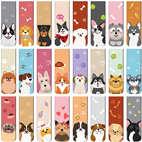 Nezyo 48 Stück Magnetische Lesezeichen Hunde Lesezeichen Clips Süße Welpen Magnet Seiten Markierungen Haustier Tier Magnet Buchmarker Buchliebhaber Geschenk, 24 Designs(Hund)