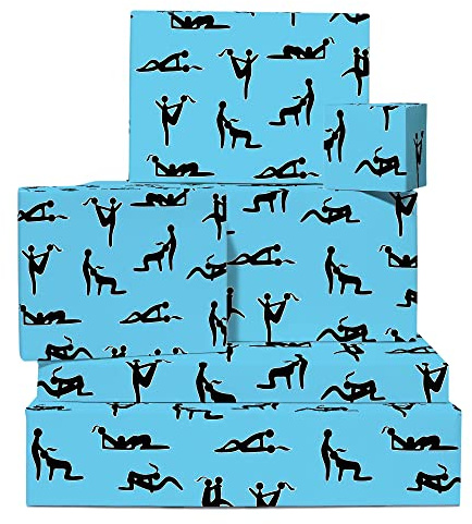 Geschenkpapier zum Jubiläum – lustige unhöfliche Geschenkverpackung für Ehefrau, Ehemann oder Partner – Brautparty-Geschenkpapier für Frauen – mit lustigen Aufklebern – von Central 23