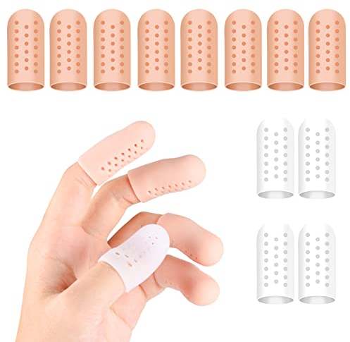 Xinzistar 12 Stück Fingerschutz Silikon Gel Fingerlinge Daumenschutz Atmungsaktive Fingerhülsen Finger Abdeckung Fingerkappen für Triggerfinger Handekzem Fingerarthritis, Bei Blasen, Fingerknacken