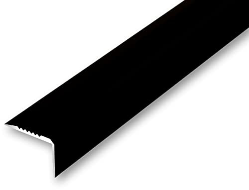 (17,41EUR/m) 40 x 28 x 1500 mm Treppenwinkel schwarz ungebohrt Treppenkantenprofil Treppenkante grob gerieft, stabil und rutschhemmend