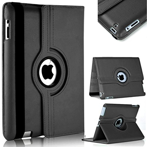 Rotate 360 Leather Case For Apple iPad Air 1 (2013) For Apple iPad Air 2 (2014) and For Apple iPad 5th Generation (2017) For Apple iPad 6th Generation (2018) (Black)