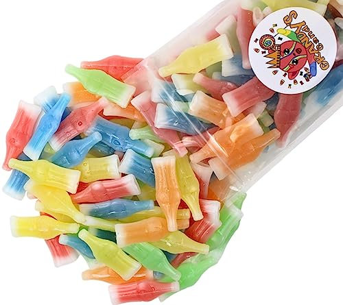 Grandys Candys Nik-L-Nips Vintage Wax Bottle Candy Drinks Filled with Flavored Syrups (Cherry, Orange, Lemon, Blue Raspberry, and Green Apple Flavors) 1 Pound