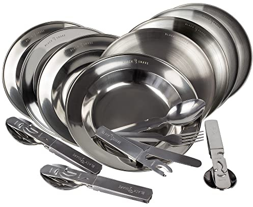 Black Snake® Edelstahl Teller Set für 4 Personen