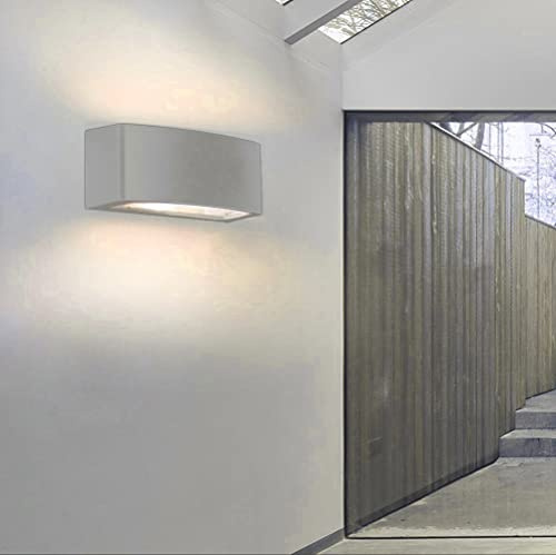 Partenopea® Applique lampada da muro parete in alluminio e vetro per esterno casa locali terrazza IP65 con attacco per lampadine E27 (Luce calda 3000K, Grigia)