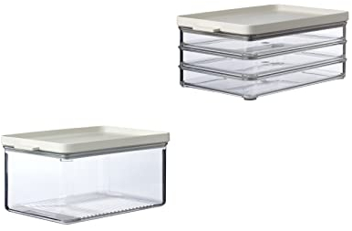 Mepal 2-TLG. Frischhaltedosen Starter-Set Meat and Cheese Omnia Vorratsdose - Käsedose - ideal für die Aufbewahrung von Lebensmitteln - Luftdicht & spülmaschinenfest - Nordic White, Weiß
