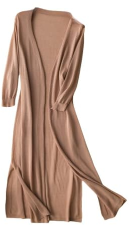 HGJH Bolero Damen Festlich,Langer Damen-Cardigan Leichter Chiffon-Bolero-Shrugs Eleganter Kurzarm-Cardigan Offene Front-Mesh-Shrugs-Tops-Jacke Abend-Bademode Bikini-Cover-Up-Schal-Bluse,Braun,L