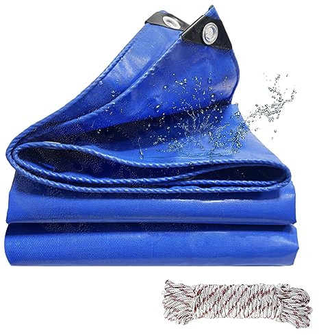 Telone Impermeabile per Esterno In PVC 440 g/m², Telone Occhiellato Impermeabile con Occhielli Rinforzati per Mobili, Anti-UV Multiuso, Colore: Blu(3 x 4 m)