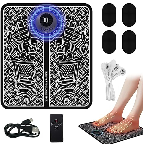 Horuili® USB-Fußmassagegerät, EMS Fußmassagegerät, Elektrisches Fußmassagegerät für die Durchblutung Muskelschmerzen Linderung, mit 8 Modi & 19 Einstellbare Frequenzen