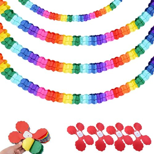 Neodtx Pappersgirlang, färgglad, 4 st, fest, girlang, karnevalsdekoration, regnbåge, kransar, födelsedag, för fest, karneval, karneval, inskolning, fönsterdekoration, dekoration
