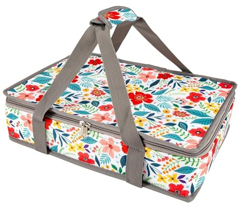 Insulated Casserole Carrier Fits Pioneer Woman Kitchen Stuff & 9x13 Baking Dish, Large Lasagna Lugger Tote, Leakproof Thermal Food Warmer Bag for Potluck, Picnic, Travel, Hot/Cold Food & Mom Gifts
