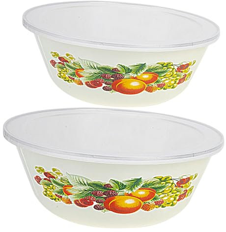 Didiseaon 2juegos Cuenco Esmaltado Con Tapa Para Sopa Recipiente De Comida Grueso Para Ensalada Para Conservar Alimentos Frescos La Cocina