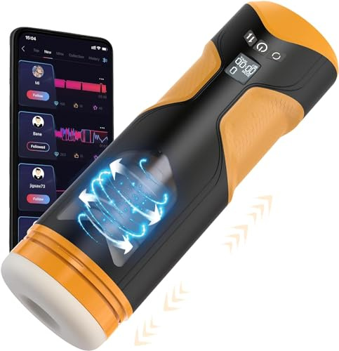 Elektrisches Cup-Masturbator-Spielzeug APP-Steuerung, Masturbieren für Männer mit 8 Modi, Teleskopfunktion und rotierender Massagefunktion, Pocket-Pussy-Penis-Masturbatoren, leicht zu reinigen