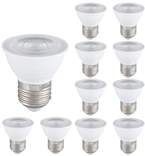 Rysa Light Par16 LED-Leuchtmittel mit kurzem Hals, dimmbar in 10 Gruppen, 5 W, 500 lm, LED-Projektor (entspricht einer 50 W Halogenlampe), Einbaustrahler, Stehlampe, E27 (Warmweiß 3000 K)