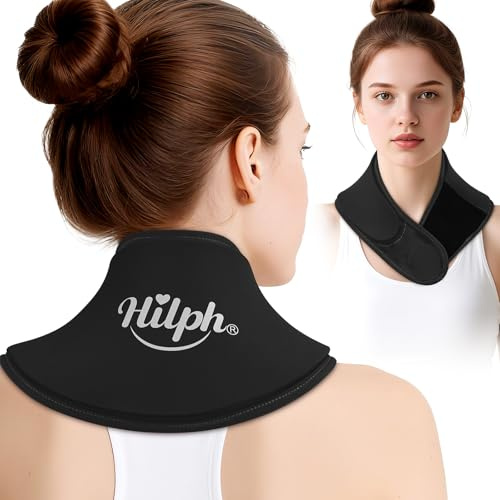 Hilph Neck Ice Pack Wrap for Injuries, Flexible Gel Ice Pack for Neck and Cervical Cold Therapy for Hot Weather, Swelling, Pressure, Cervical Surgery - Black