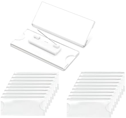 Acrylic 20 Stück Namensschilder,70 x 30 mm,Namensschild Rohlinge Etiketten Halte mit Anstecknadel,transparent,Für Kleidung Transparent,Namensschild,Kunststoff Namensschilder für Schulen,Büro,Hotel