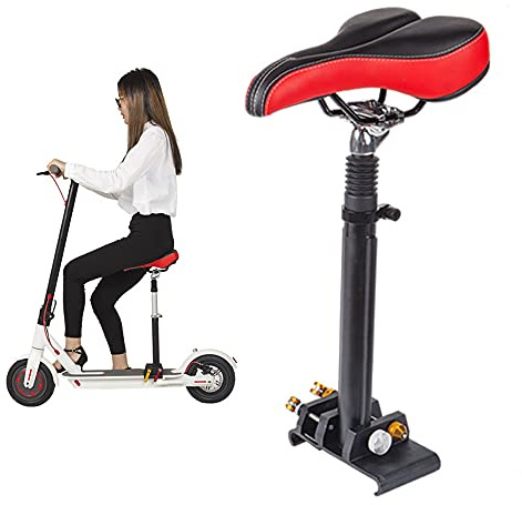 BRRIDE Elektroroller Sattel Faltbar Stoßfest,Einstellbarer 40-60CM, Elektrisch Scooter Sattelsitz, Universal E-Bike Sitz Sattel, für Fahrrad Sattel und E Scooter (Rot)