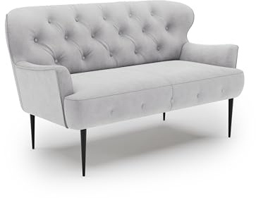 CAVADORE 2-Sitzer Küchensofa Amba, Trendige Sitzbank für Küche oder Esszimmer / 153 x 97 x 87 / Flachgewebe: Hellgrau