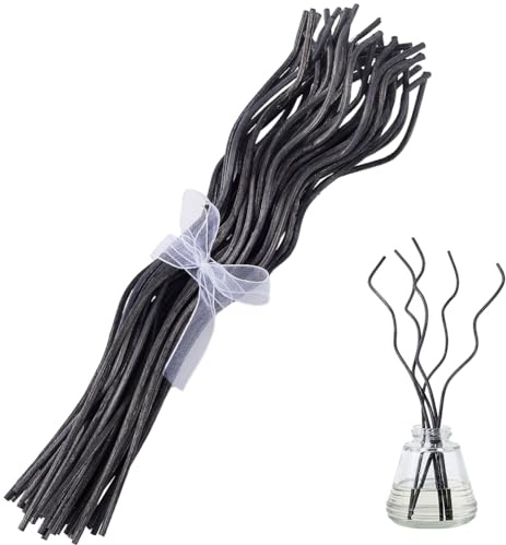 craspire 50 Stück 11 Zoll Schwarze Gewellte Rattan-Diffusorstäbchen, Ersatz-Nachfüllstäbchen Für Duftdiffusoren, Natürlicher Rattanduft, Aromatherapie, Flüchtige Nachfüllung, Ätherisches Öl