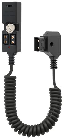 Chikoni Connettore per cavo di alimentazione splitter maschio a 2 porte femmina con tipo C, indicatore luminoso e attacco da 1/4, adatto per fotocamera Anton Bauer V-Mount ARRI RED TILTA Steadicam