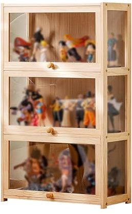 CAUSSO Sammelvitrine, Holz Vitrine, Vitrine aus Acryl, Standvitrine Vitrinenschrank, Geeignet, für Sammlerstücke Bücher Wein, für Esszimmer, Wohnzimmer, Büro(60 * 28 * 101cm/23.6 * 11.0 * 39.8in)