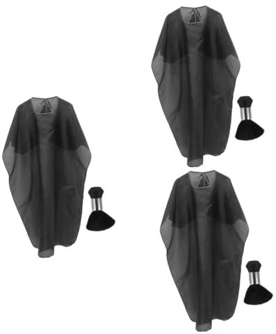 Healeved 3 Ensembles brosse de barbier coupe balayette accessoires the accesoires brosse plumeau pour le cou cape de coiffeur accessoires de barbier cape de salon tissu de coiffeur Black