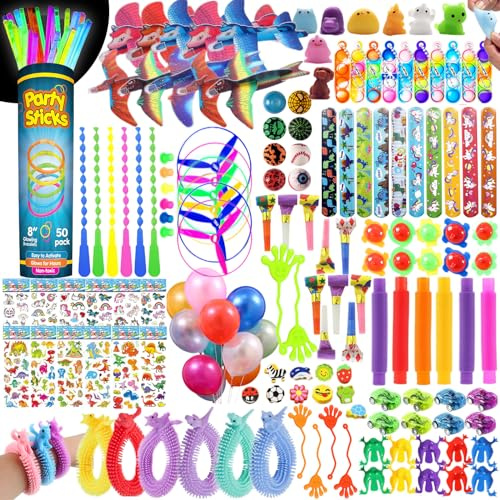 WAORZMK 230 Stück Partytütenfüller Mix - Leuchtstäbe, Luftballons, Gleiter, Klangröhren für Schulpreise, Geschenkefüller Kindergeburtstag Jungen Mädchen