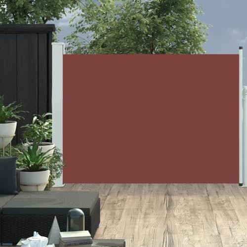 Césped y jardín, vida al aire libre, sombrillas y sombrillas para exteriores, toldo lateral retráctil para patio, 100 x 500 cm, color marrón