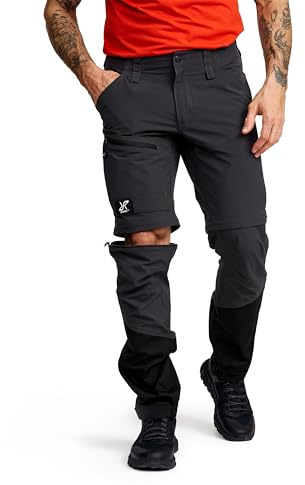 RevolutionRace Range Pro Stretch T Zip-Off Pants för Herr, Zip-Off Vandringsbyxor för Utomhusaktiviteter, Anthracite/Black, M