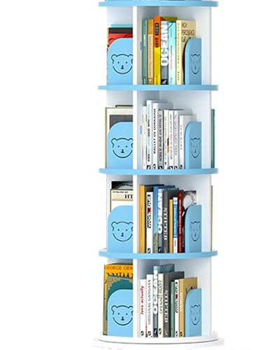 RKJDMSWJ Rotating Bookshelf Floor Standing Rotating Bookcase Tower Multi-Purpose Shelf for Home use Space-Saving High Load-Bearing Capacity(Blue,128 * 51cm)