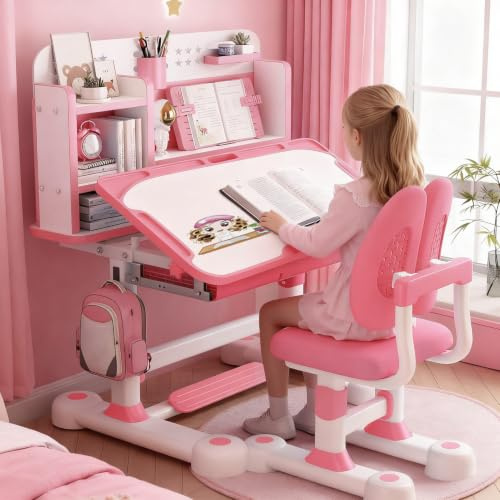 Ensemble de bureau et de chaise pour enfants ilkqeppe, bureaux pour enfants, bureau pour garçons et filles pour la chambre des enfants, ensemble de table et de chaise d’étude pour enfants à hauteur