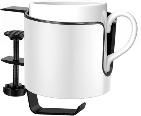 Portavasos con abrazadera, Portavasos de escritorio | Soporte para controlador de escritorio 2 en 1 - Abrazadera antiderrames en organizador de escritorio, soporte de controlador de escritorio con col